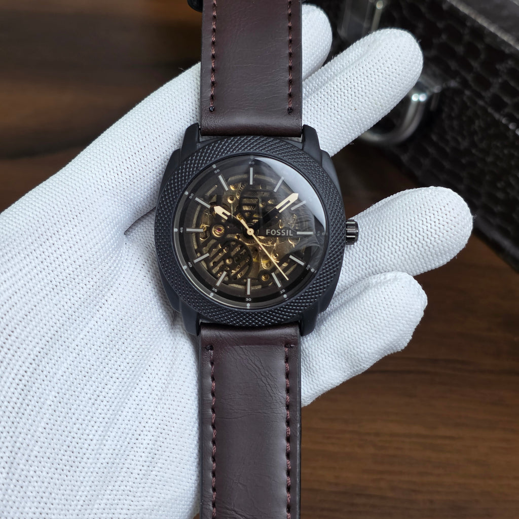 Fossil ME3253 Leather Skeleton Watch