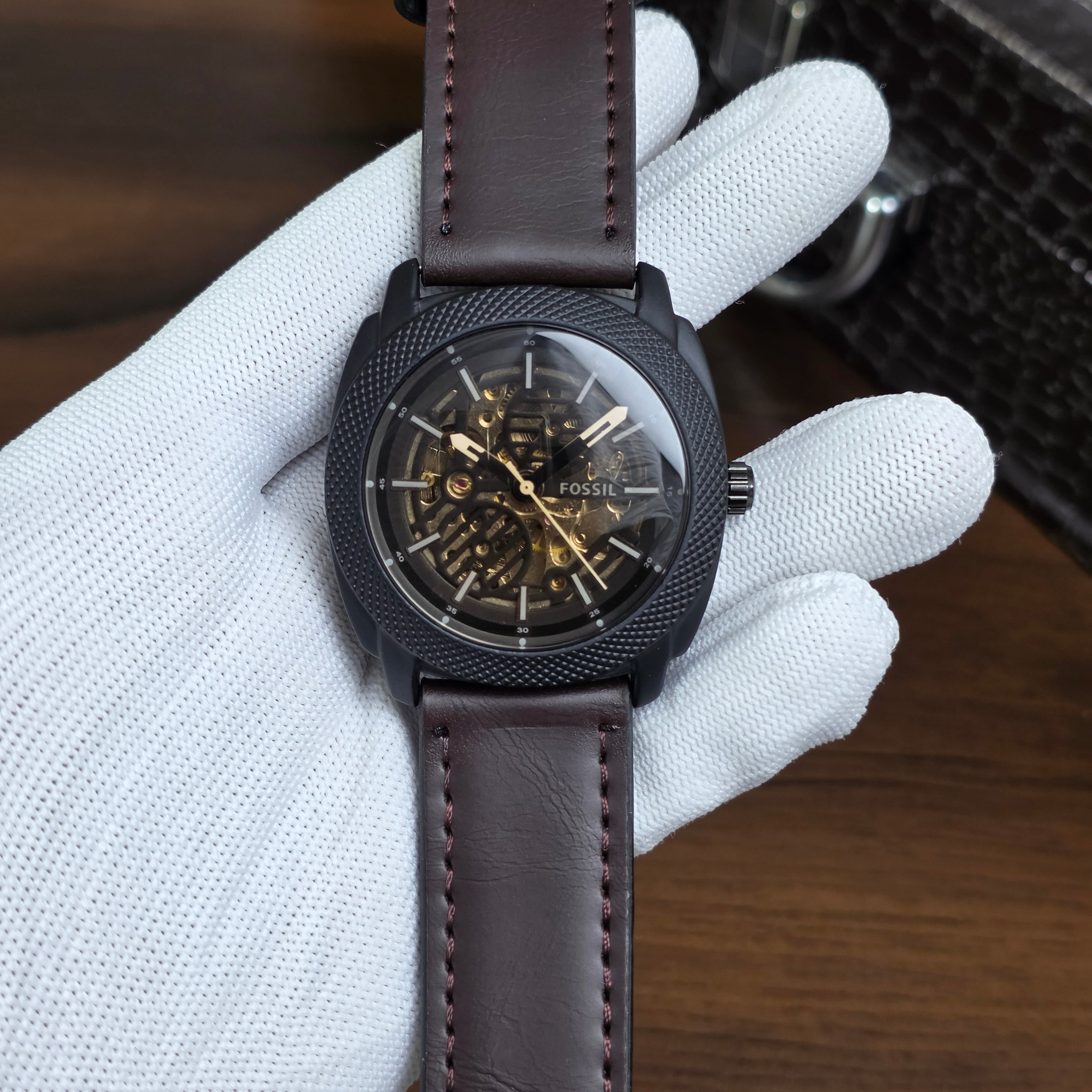 Fossil ME3253 Leather Skeleton Watch