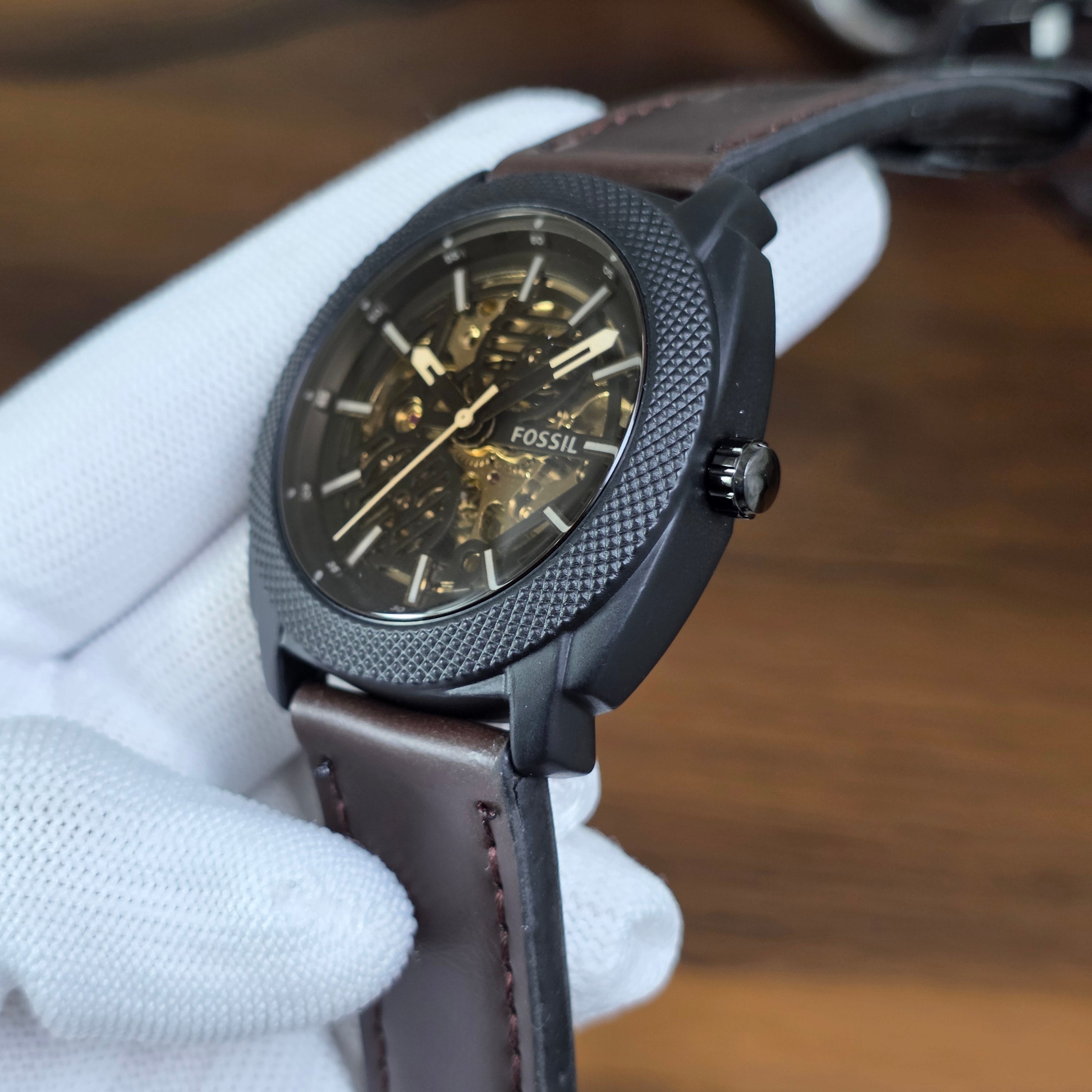 Fossil ME3253 Leather Skeleton Watch