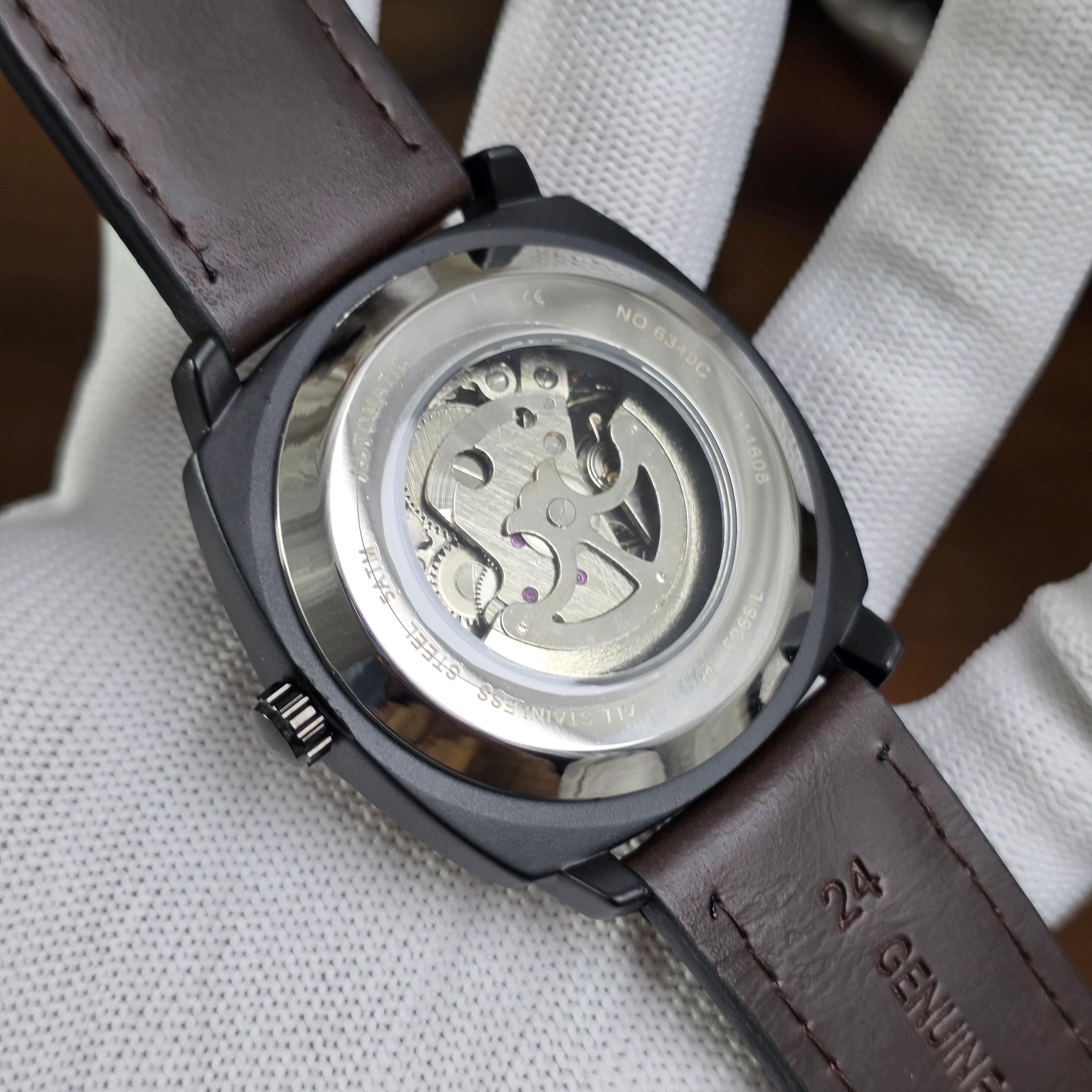 Fossil ME3253 Leather Skeleton Watch